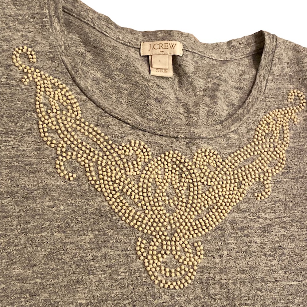 J. CREW  | BEADED SHORT SLEEVE TEE  SZ L